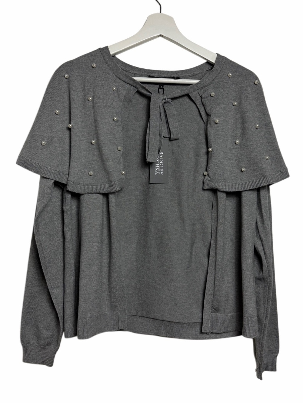 NWT Badgley Mischka Light Grey Cape Cardigan